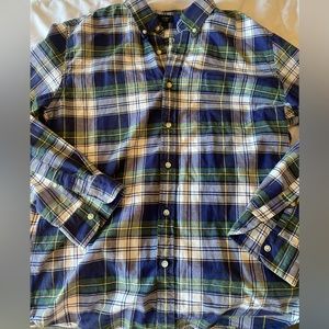 j crew blue plaid oxford button down casual